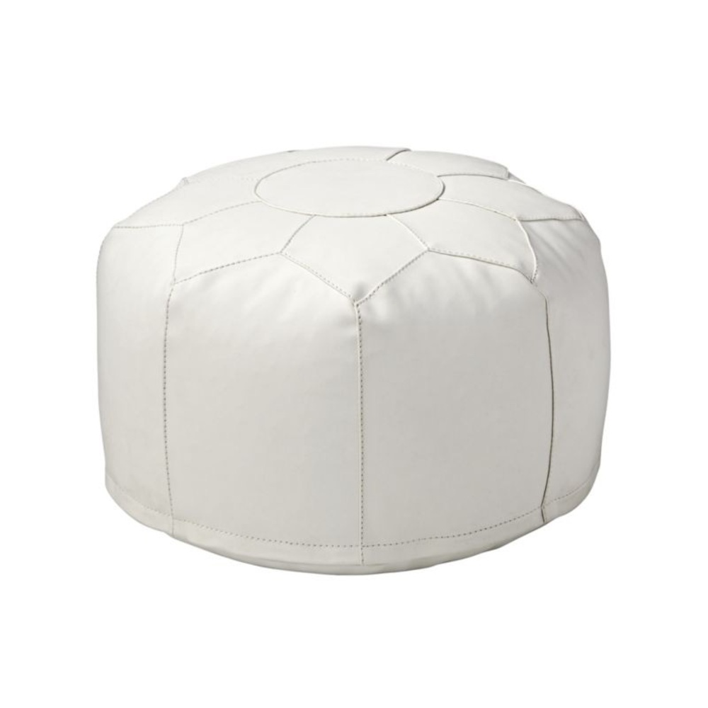 Crate Kids Mini Faux Leather White Pouf Crate &Barrel